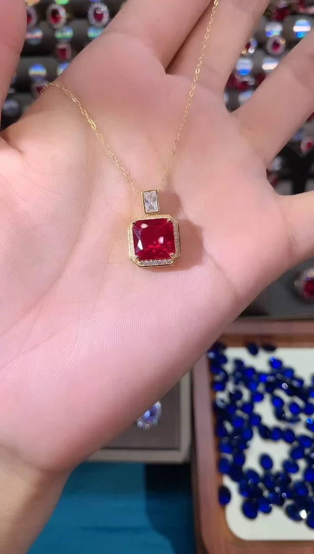 颈饰银S925镶嵌红宝石金
