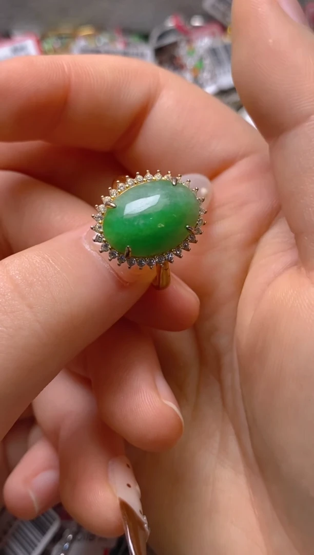 银S925镶嵌戒指翡翠百内无证书