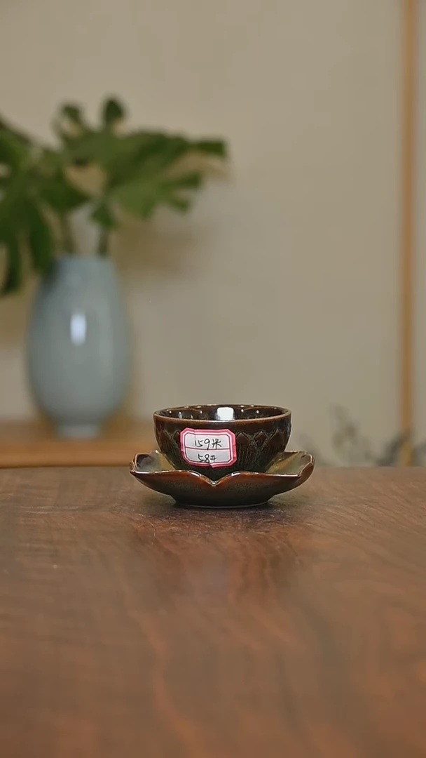58#盏+托 天青 微瑕 桑麻款