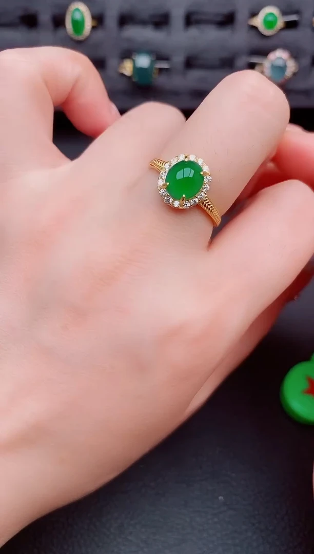 翡翠戒指银S925镶嵌天然a货翡翠167