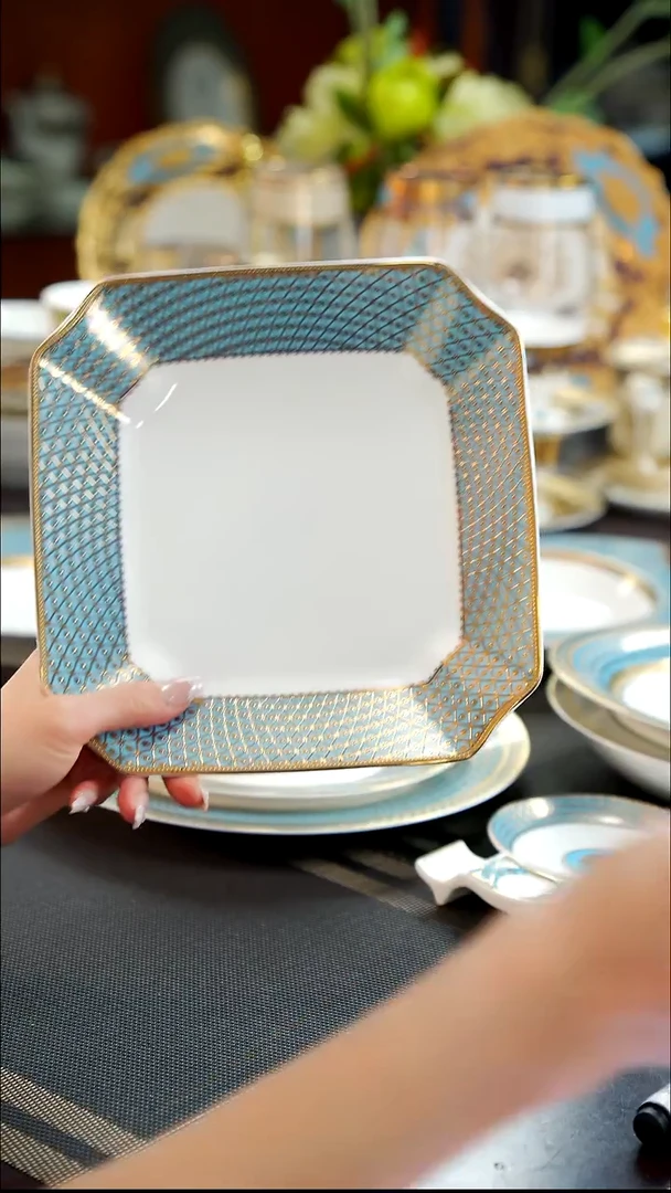 瓷片8英寸方形菜盘1个