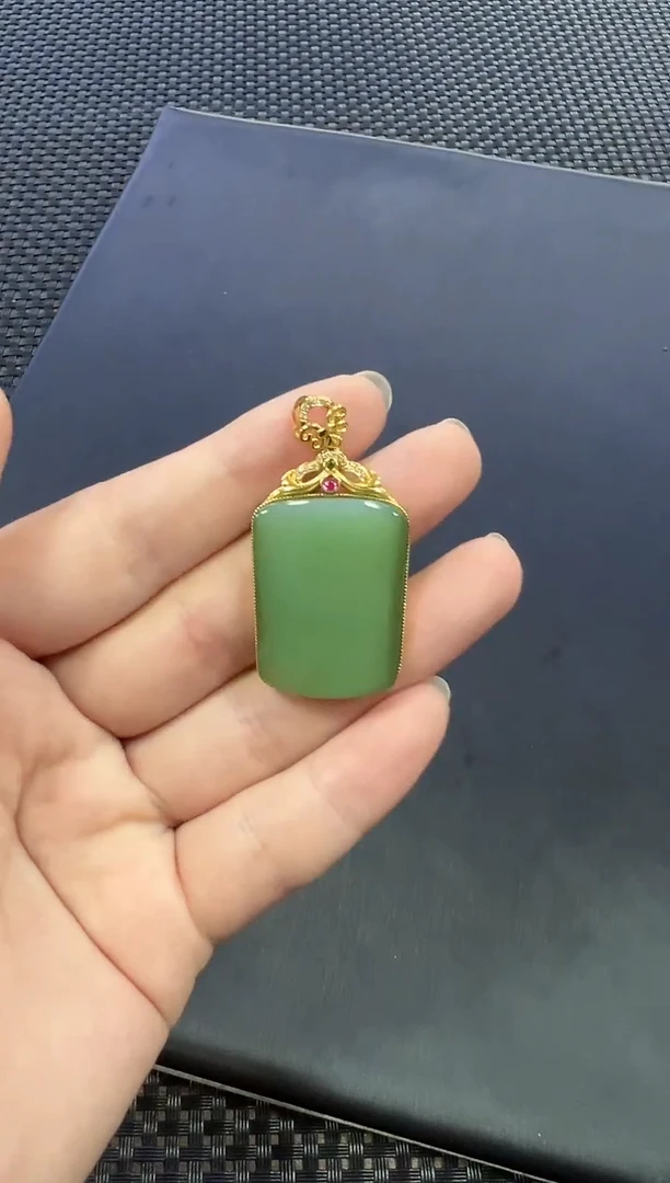 和田玉18K金镶嵌颈饰（多样性发一件）0624