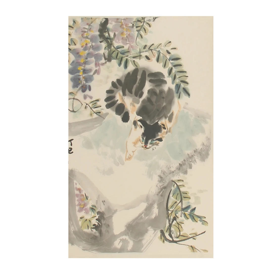 LOT.007 小粟《猫趣》67*43cm 纸本设色立轴
