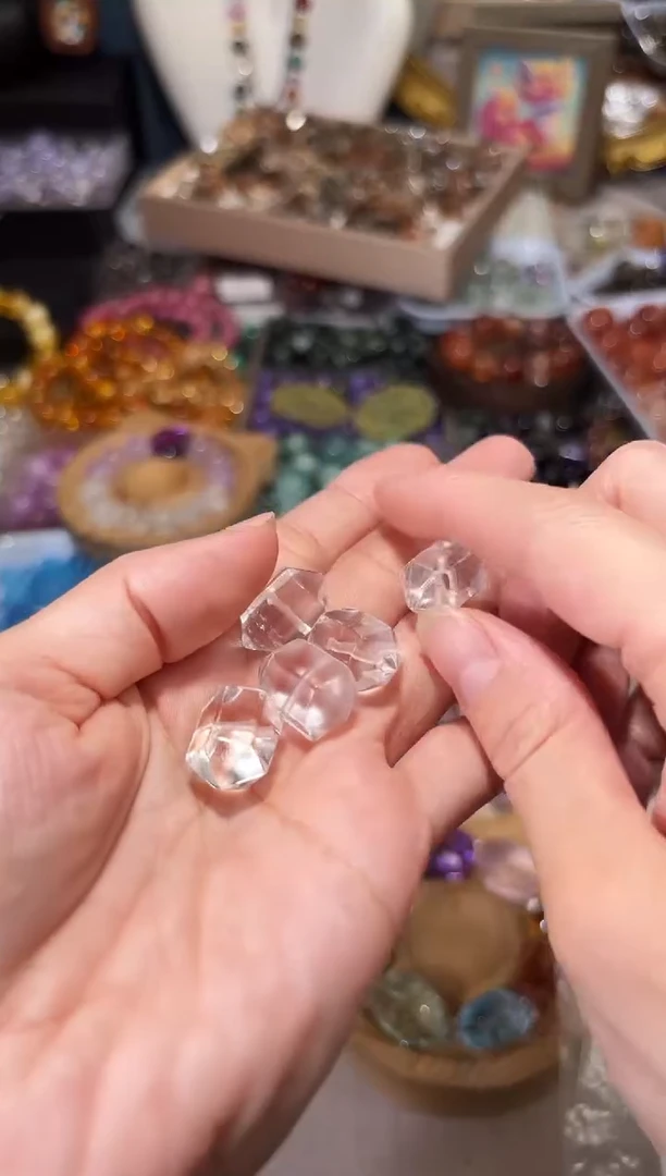 水晶手串未镶嵌B34白水晶双尖宽卡10单颗