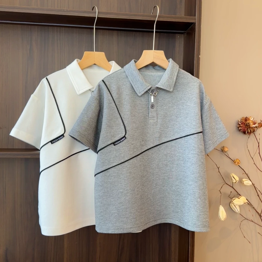【现货】儿童时尚polo潮童韩版男女童时尚透气中大童短袖T恤YG6680