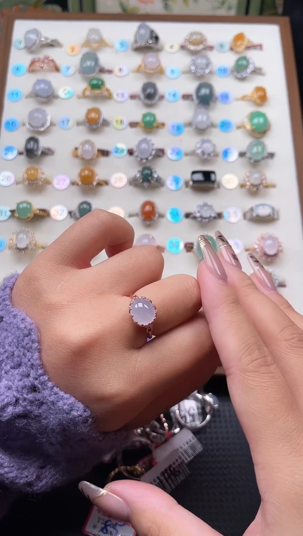 【闪购商品】翡翠戒指银S925镶嵌天然A货翡翠戒指