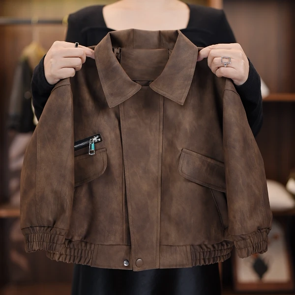 儿童春秋季时尚皮衣外套韩版帅气夹克外套洋气男女宝宝机车服上衣