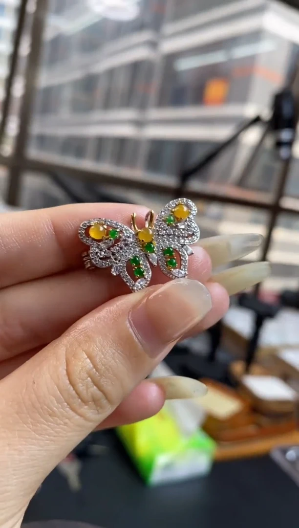 定制翡翠银S925镶嵌翡翠饰品~