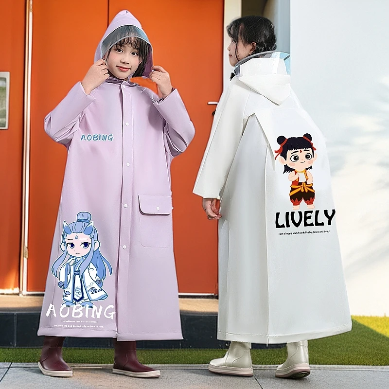 女童雨披全身上学专用雨服大童徒步儿童雨衣小学生男童书包连体