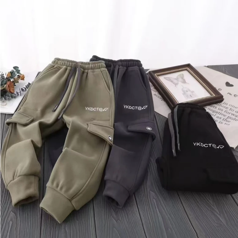 儿童春秋款工装裤韩版加绒束脚运动长裤宽松休闲百搭工装裤823