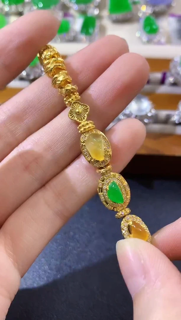 18K金镶嵌手链翡翠S18 多样性发货一件