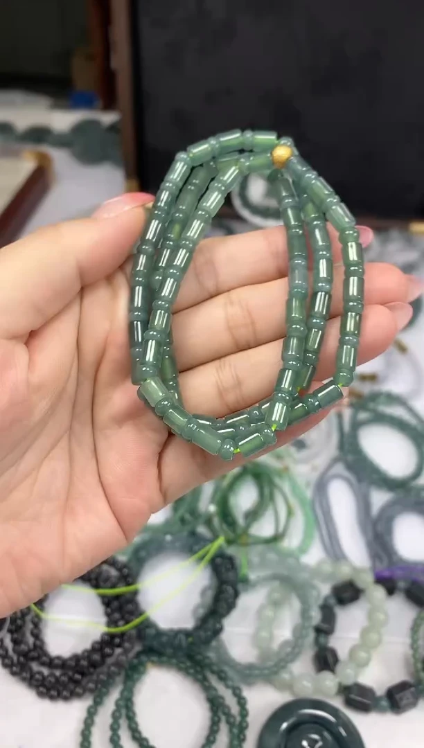 项链未镶嵌翡翠天然翡翠桶珠链