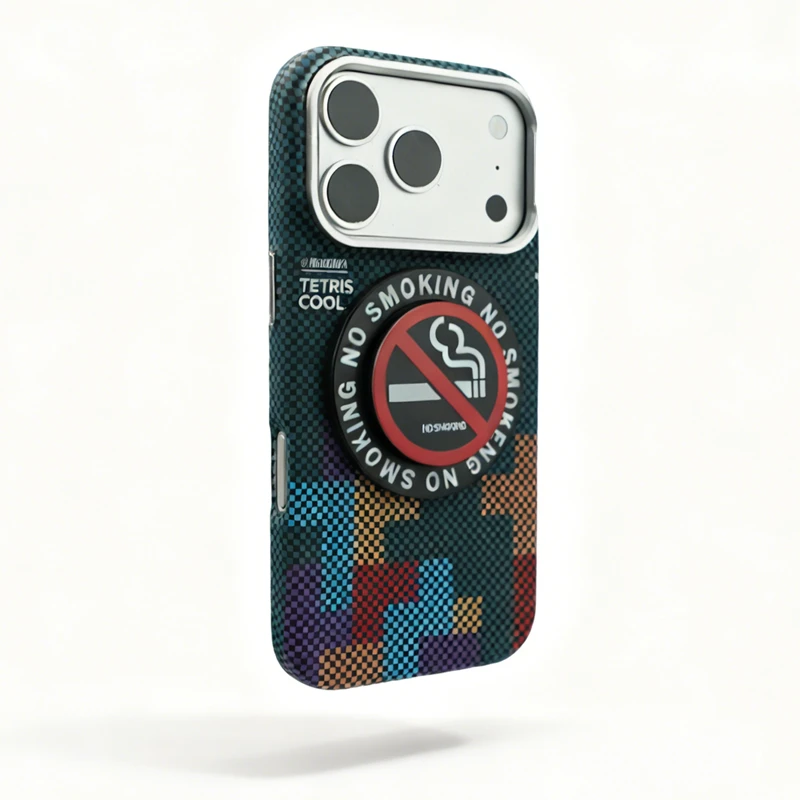 方块碳纤维纹磁吸壳适用苹果17/16手机壳华为MATE80小米17