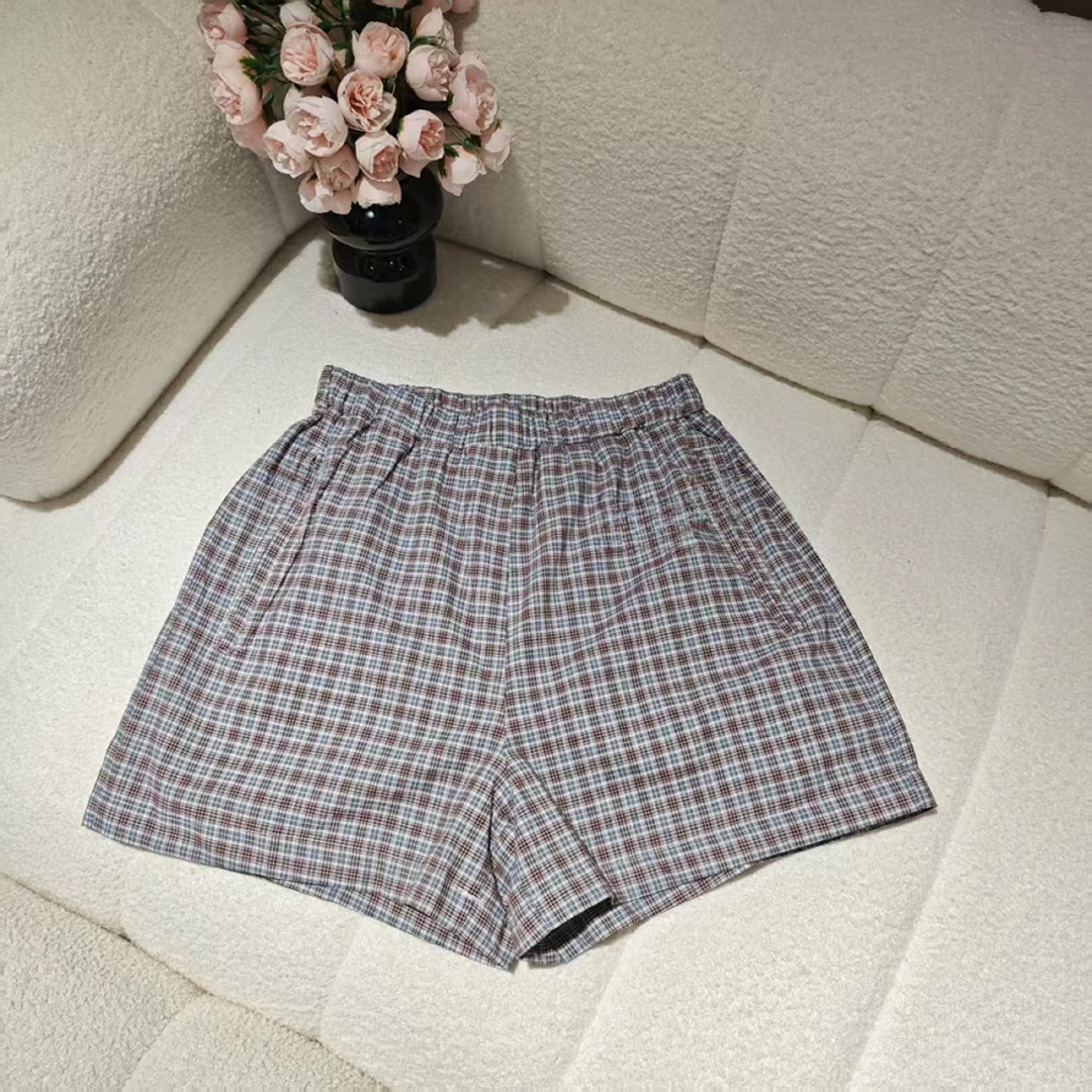 5514夏季新款松紧腰格纹短裤休闲百搭短裤
