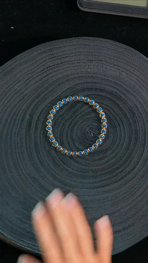 琥珀银S925镀金镶嵌珠宝奇石6mm多米无相文玩串