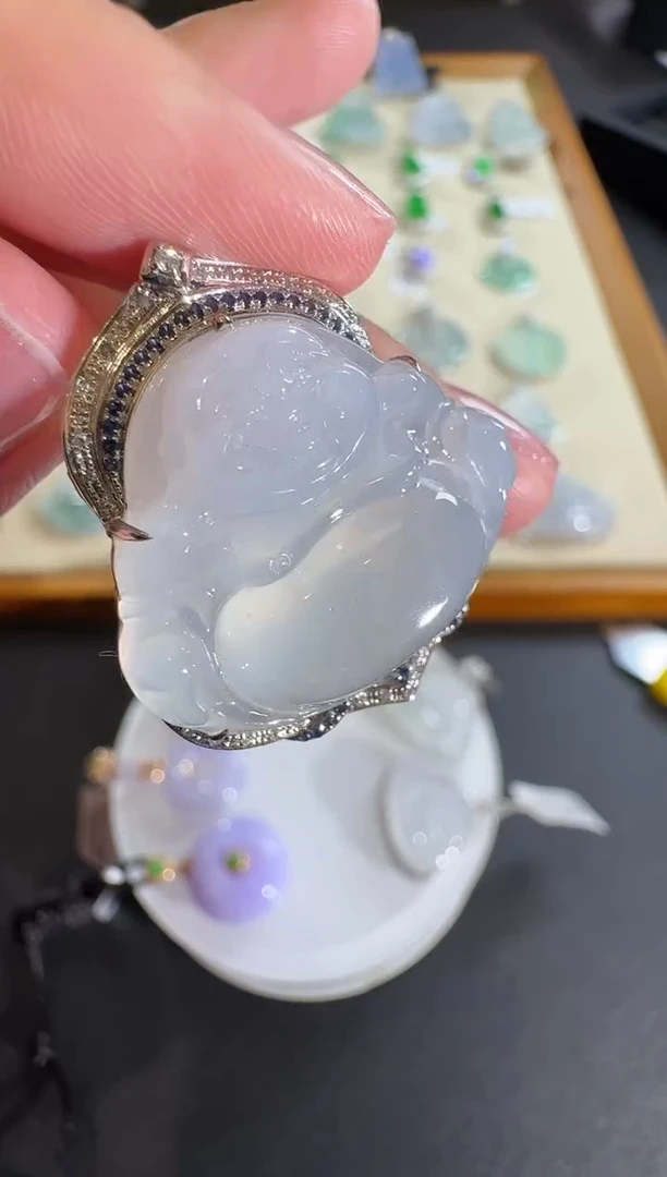 【闪购商品】翡翠吊坠(不含链)18K金镶嵌【源头工厂】宝石钻石镶嵌