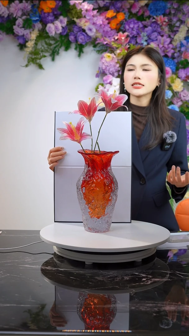 手工艺品琉璃火红渐变旺德琉璃装饰摆件可做花器