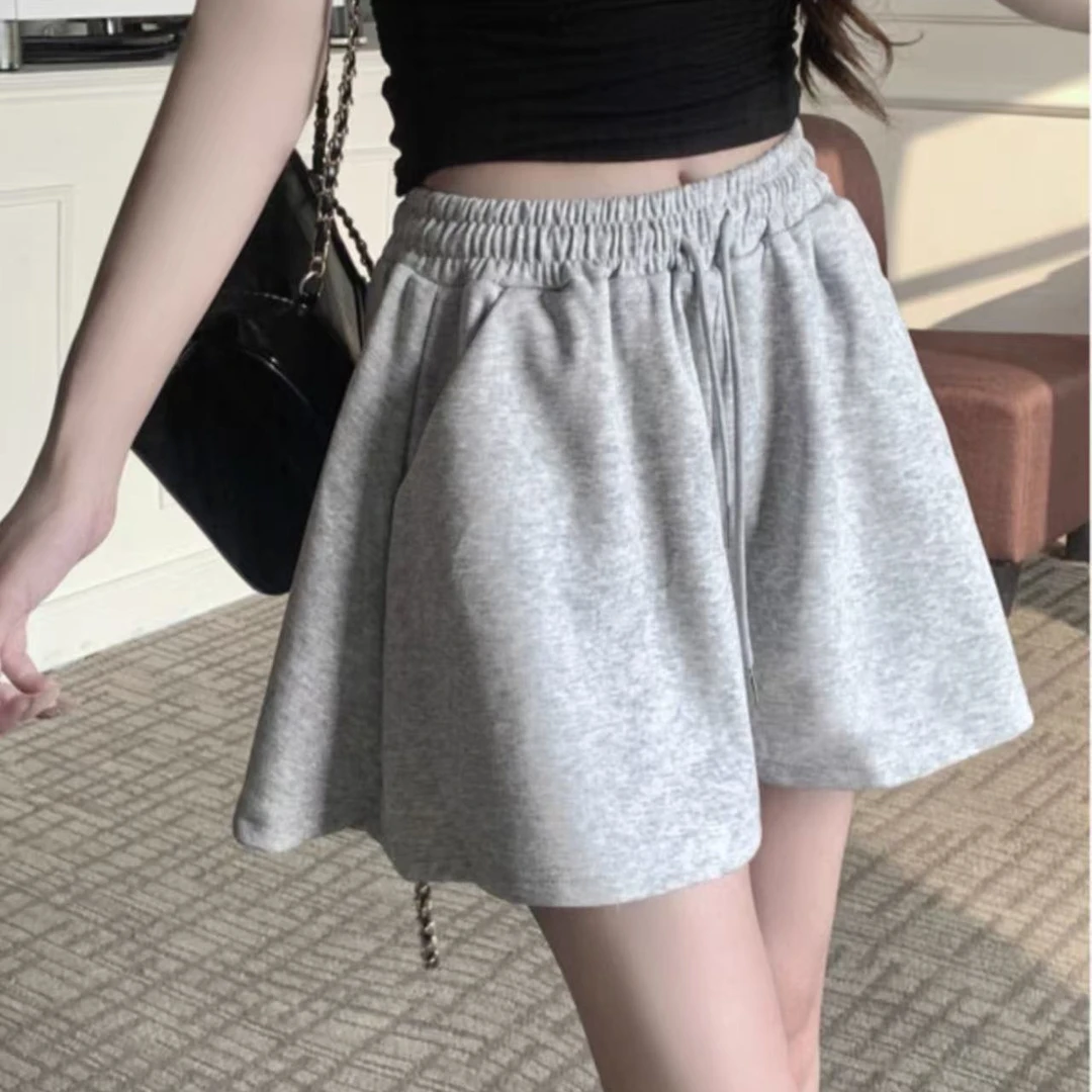 婷婷家超火高腰阔腿休闲短裤女夏季韩版百搭宽松显腿长运动热裤