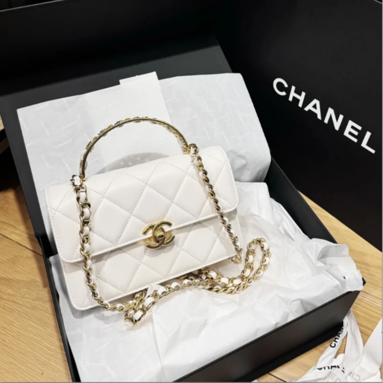 99新 Chanel/香奈儿 Chanel 24p编织手柄风琴包白金时尚包/AM5071