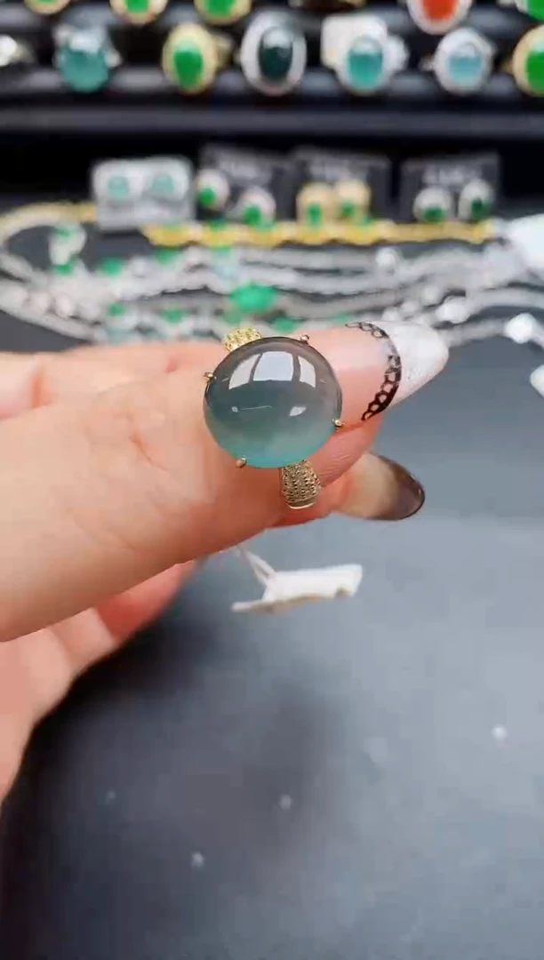 翡翠戒指银S925镶嵌5850