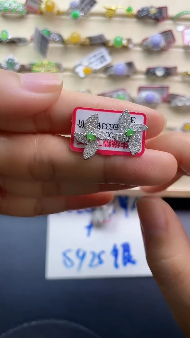 银S925镶嵌戒指翡翠翡翠 蛋面 银S925镶嵌