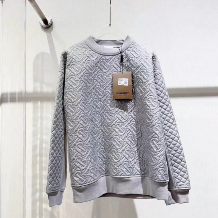 未使用 BURBERRY/博柏利 纹理满印肩膀拉链长袖圆领卫衣/14Y