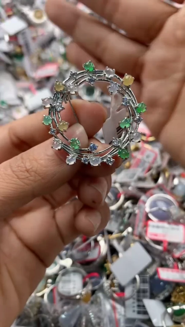 银S925镶嵌戒指翡翠999                  10