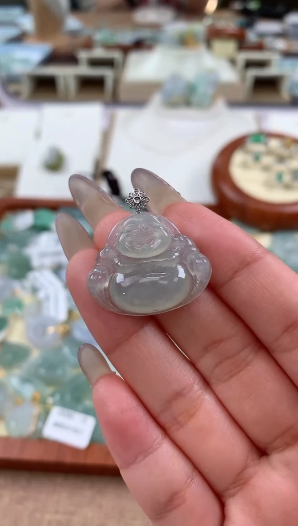 【闪购商品】翡翠颈饰18K金镶嵌天然A货翡翠挂件