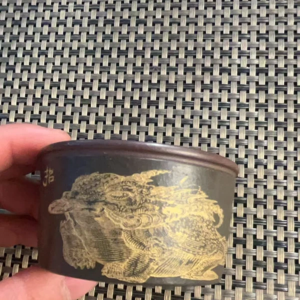 原矿紫砂主人杯品茗杯 粉浆 普洱杯 刻铜钱