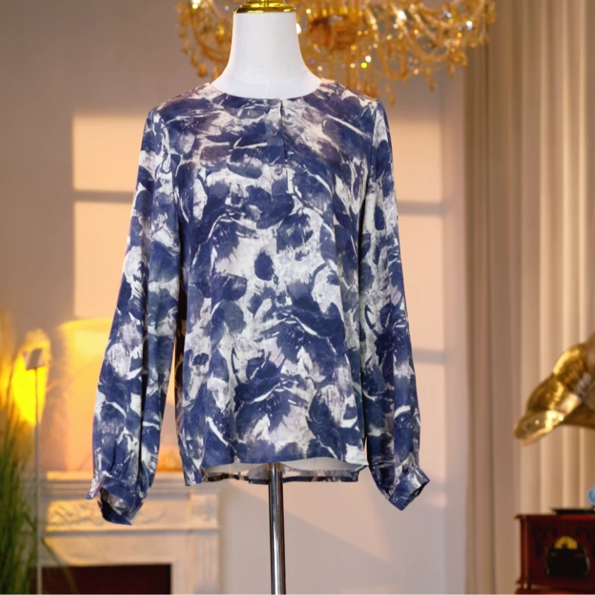 桑蚕丝高定时尚气质减龄上衣打底衫内搭长袖休闲250076