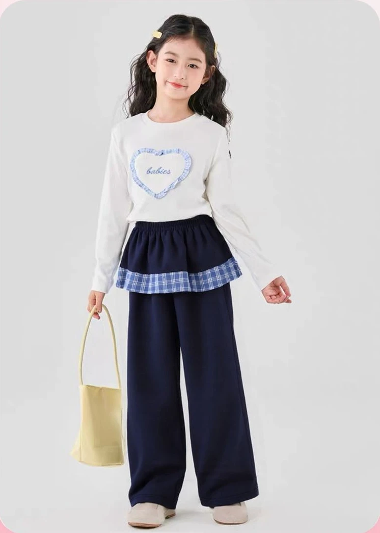 橙5108女童屁帘裤2025新款秋冬季女孩休闲裤子儿童洋气阔腿裤潮