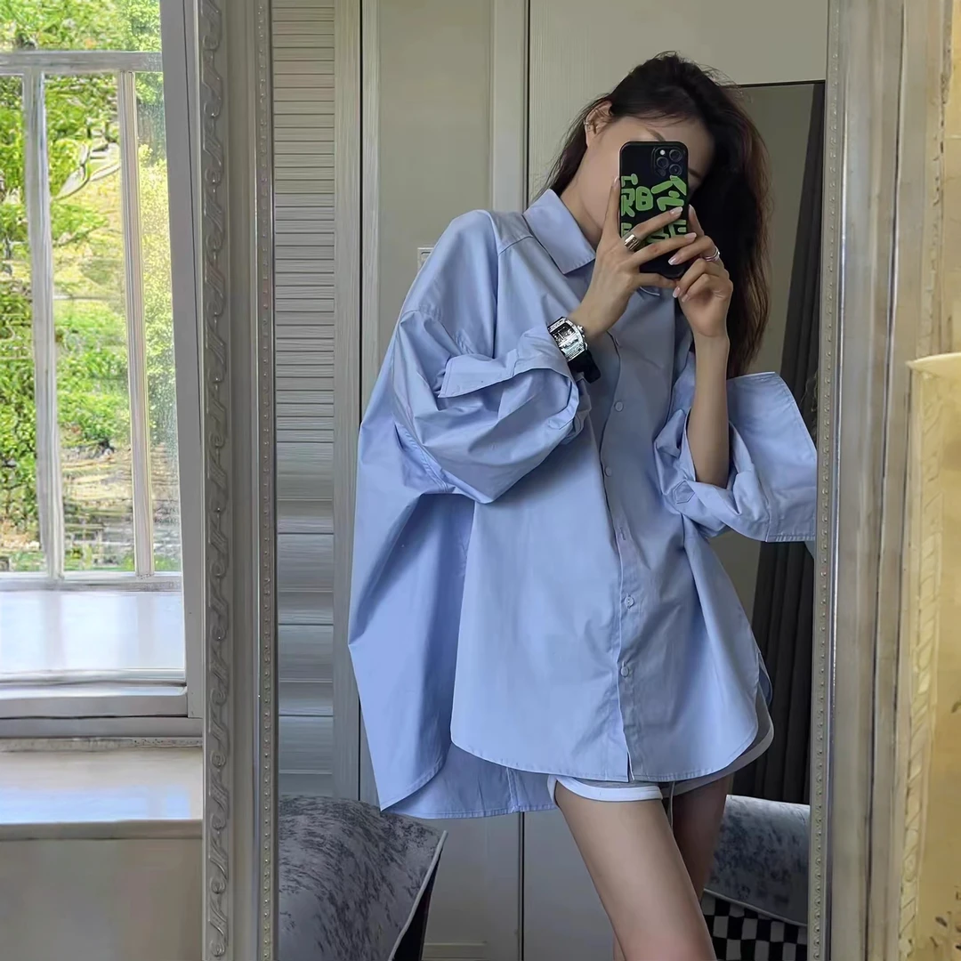 今年流行多巴胺宽松叠穿衬衣女士春秋夏新款百搭上衣休闲显瘦衬衫