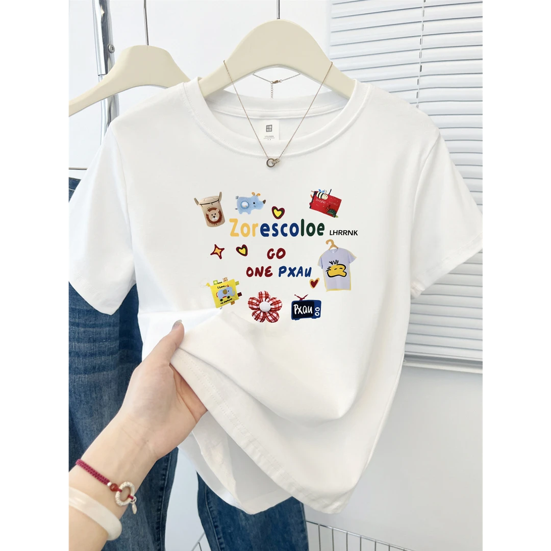 正肩显瘦小个子百搭女士短袖t恤2025新款设计感小众圆领短款上衣