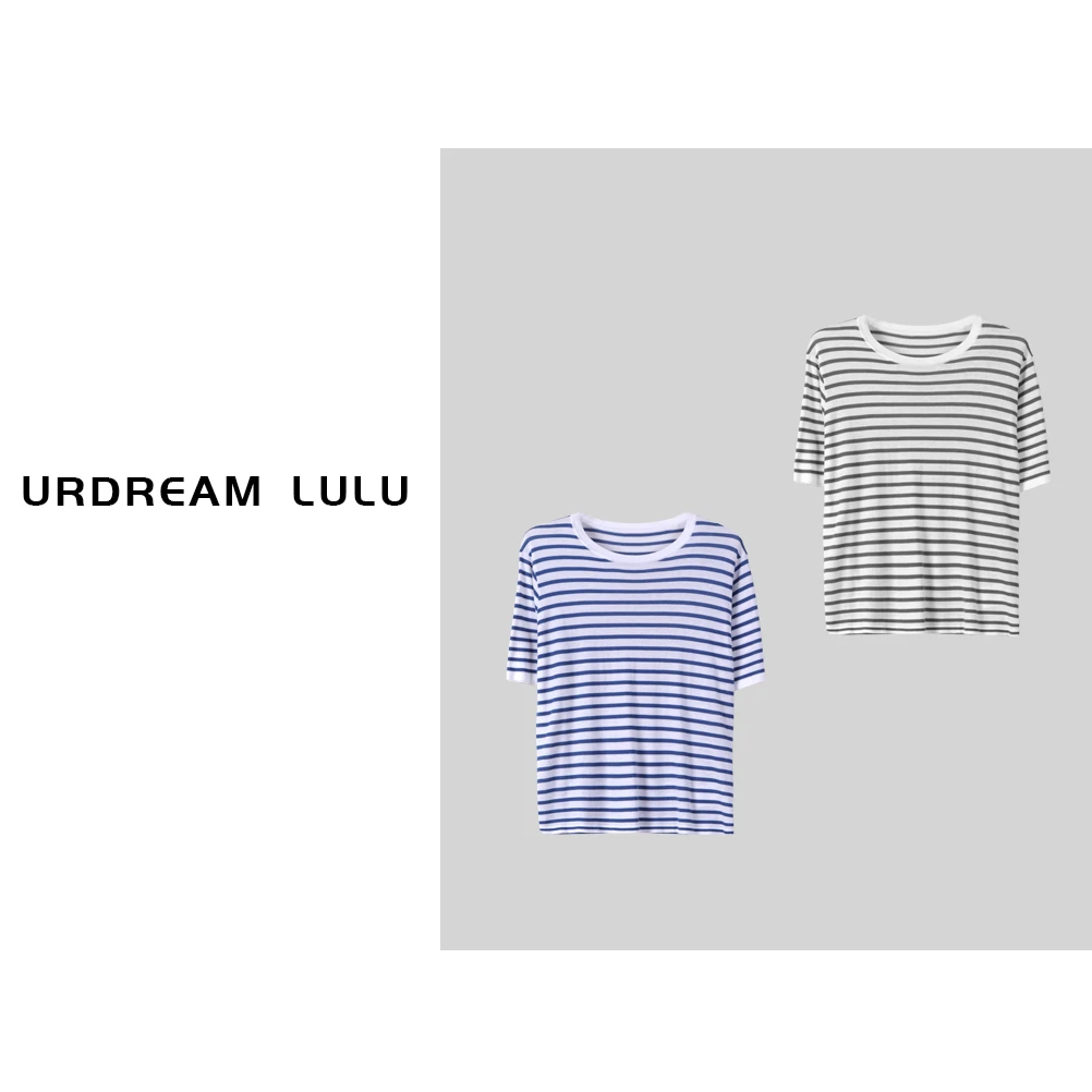 「罗马条纹」清爽春夏经典设计感莱赛尔亚麻舒适清爽圆领T恤-P2412