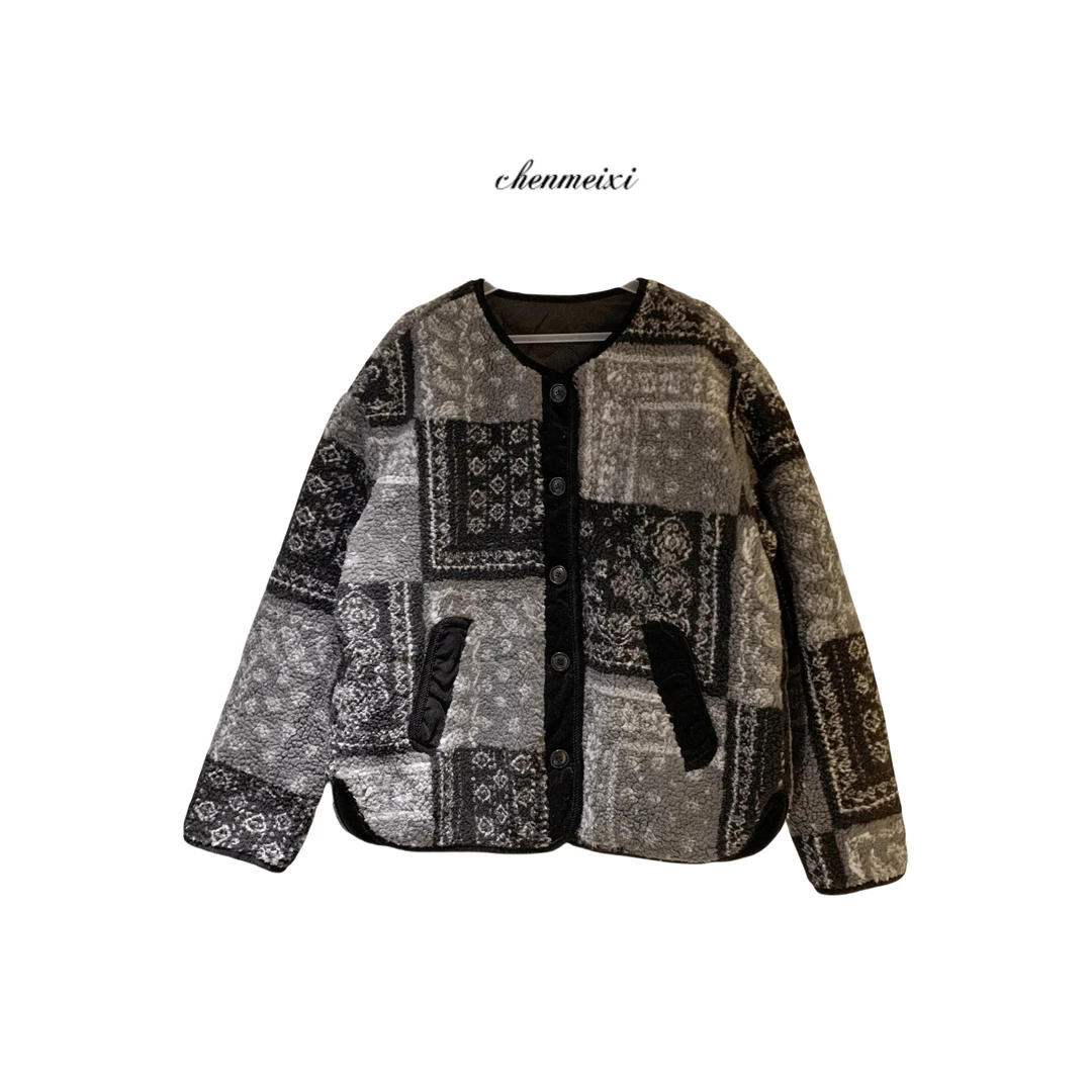 chenmeixi【腰果花】老钱秋冬复古拼格外套WC-WT-5394
