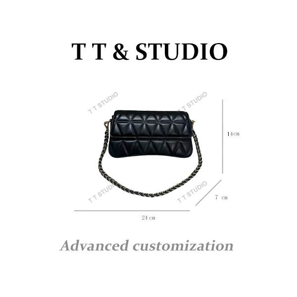【TT Studio】ZT-95015-黑色RAIN.CUN时尚简约腋下斜跨轻奢女包