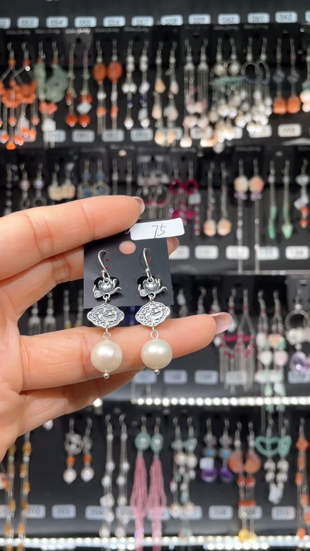 紫晶耳饰银S925镶嵌一个仙女吖