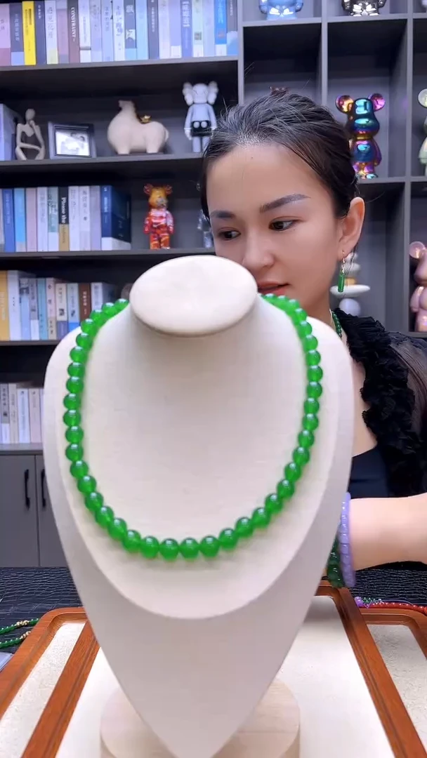 翡翠14K金镶嵌颈饰丹丹diy劲饰10mm项链