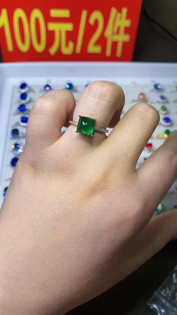【闪购商品】祖母绿戒指银S925镶嵌.......
