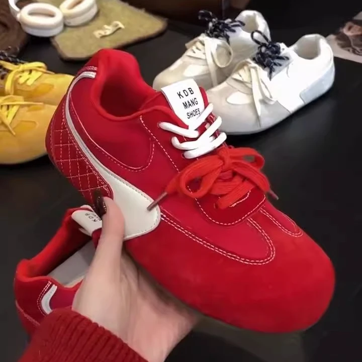 氛围感德训鞋女厚底春夏季新款增高软底芒果头丑萌休闲运动阿甘鞋