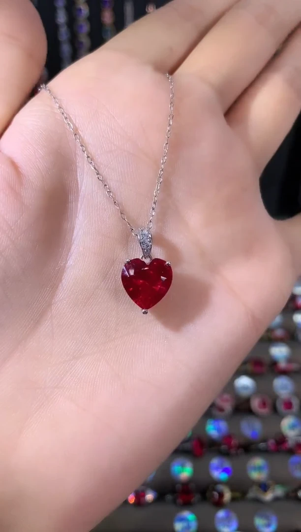 吊坠(赠链)银S925镶嵌红宝石银色10