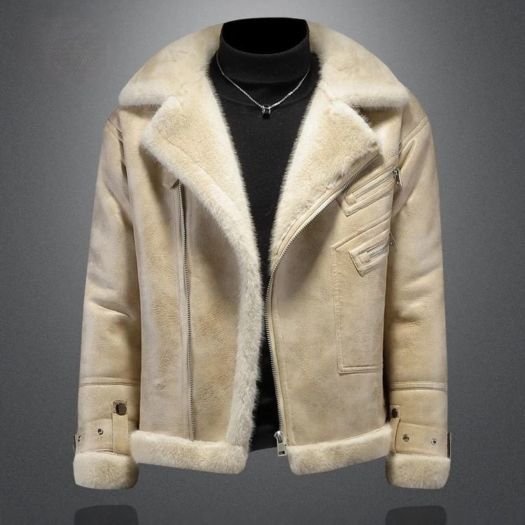 Zero Degree North欧洲站夹克外套男士冬季加绒加厚皮衣短款机车