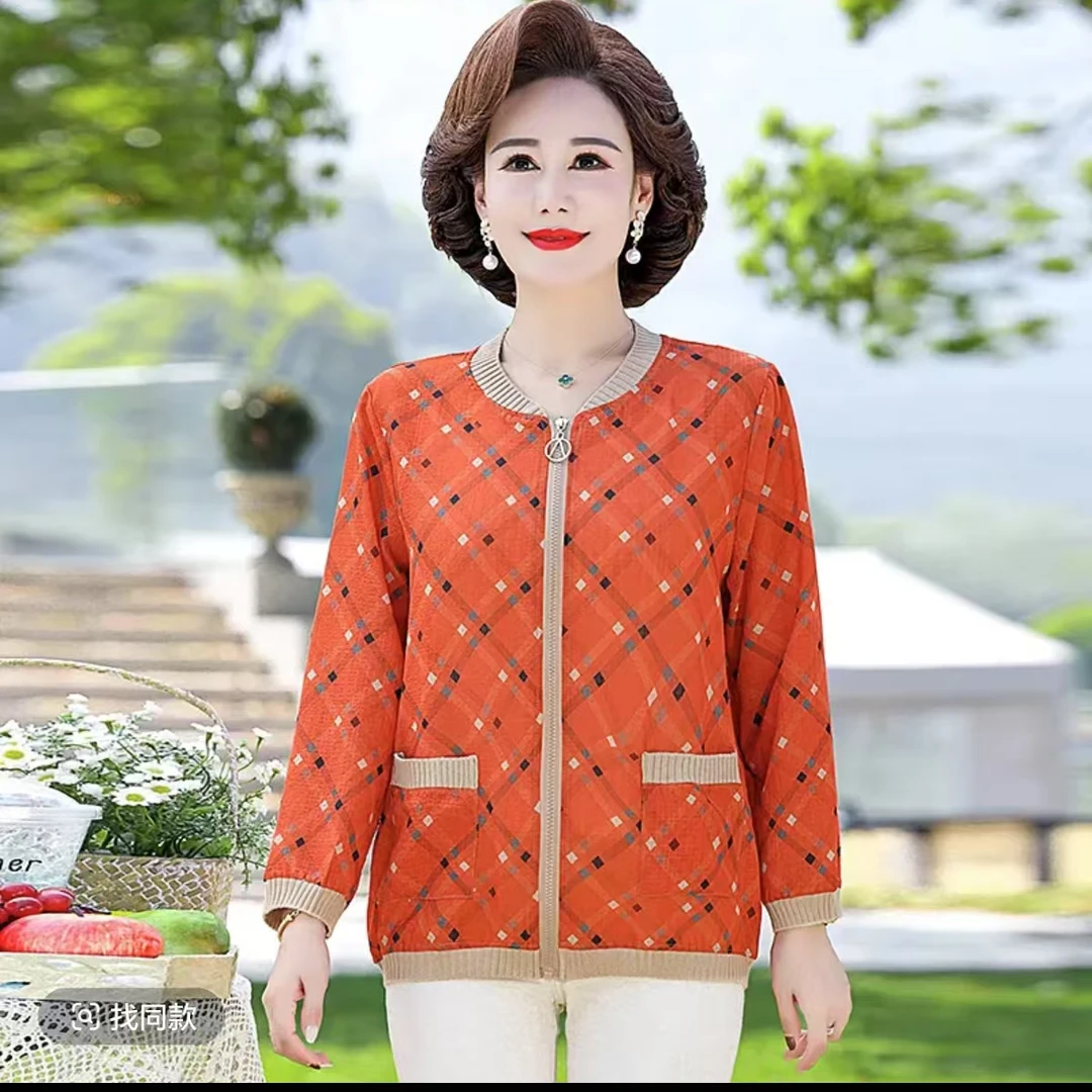 8023妈妈装外套新款春款防晒服妈妈装夹克时尚开衫上衣