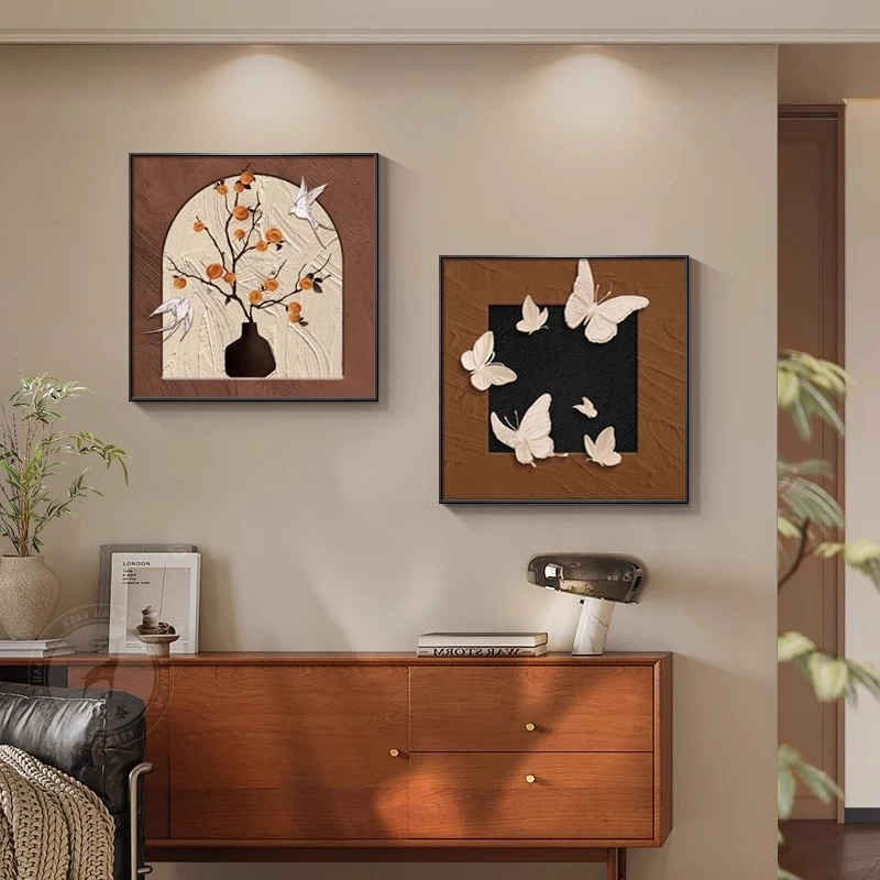 高级感玄关装饰画轻奢餐厅法式大气背景墙客厅壁画柿柿如意挂画