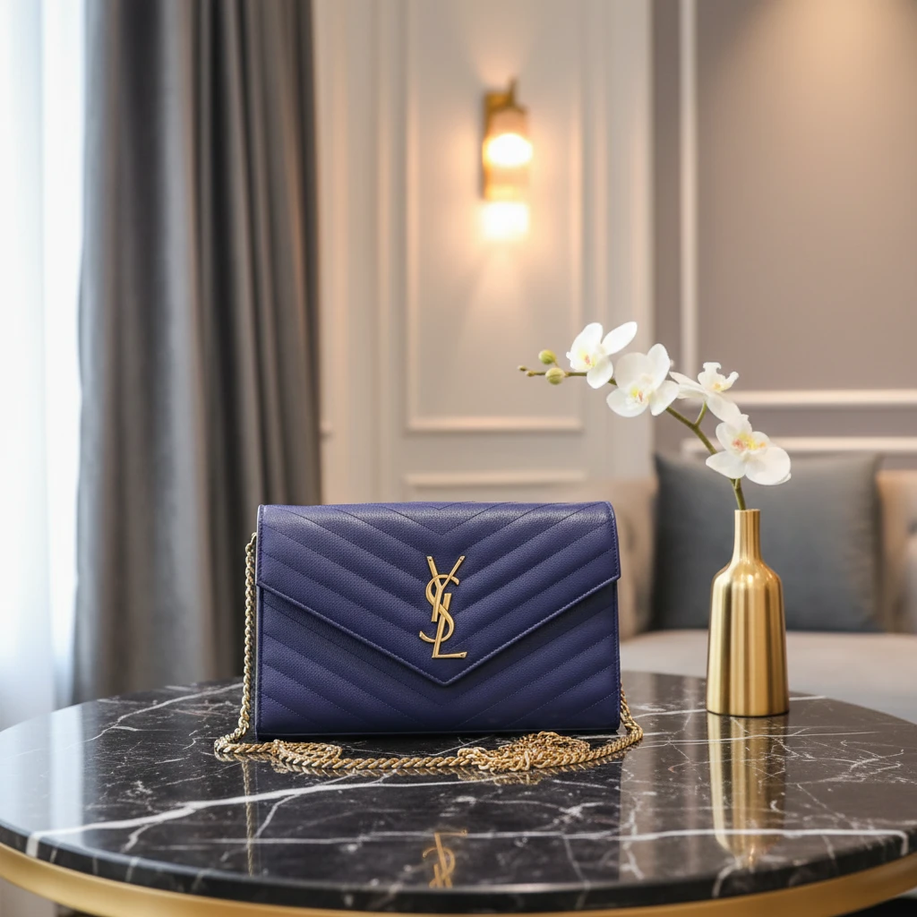 95新 YSL/圣罗兰 蓝色信封包1840 1063