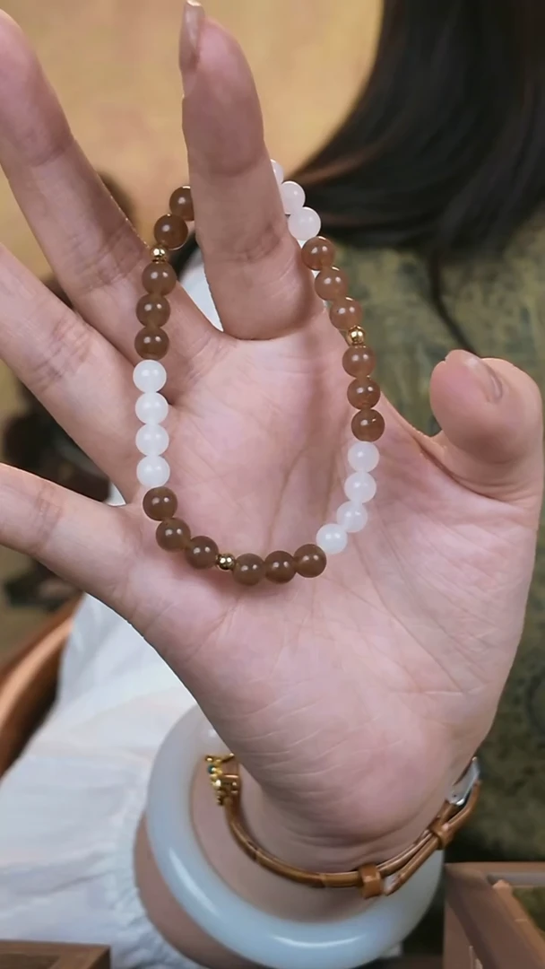 未镶嵌手串和田玉金珠款糖白手串