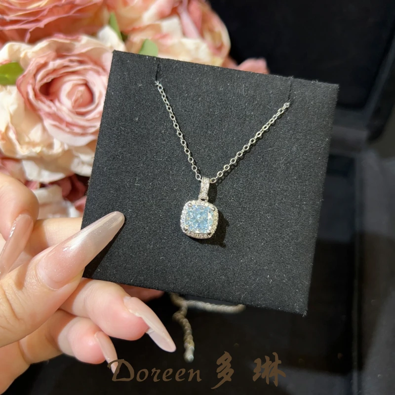 铜合金项链 海蓝色小方糖项链NW8897
