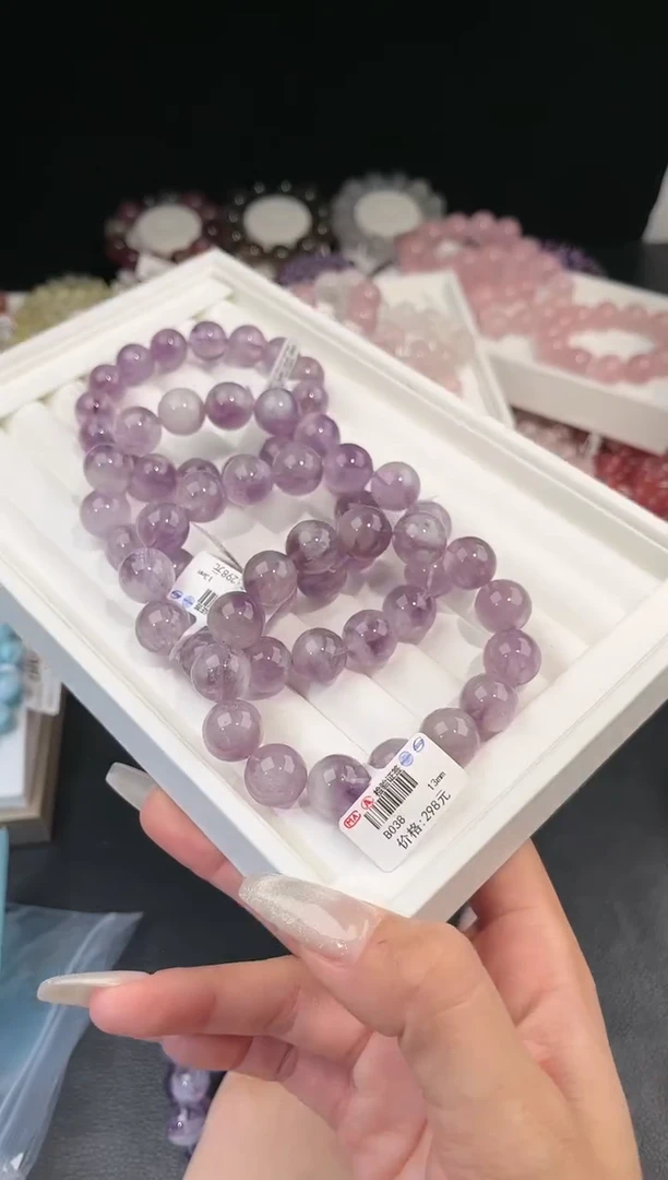 【闪购商品】水晶手链未镶嵌多样性发一紫兔毛13mm