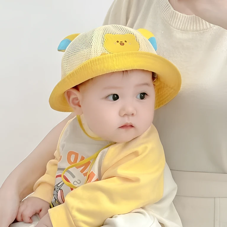 宝宝帽子可爱超萌夏季卡通婴幼儿渔夫帽薄款网眼防晒男女童遮阳帽