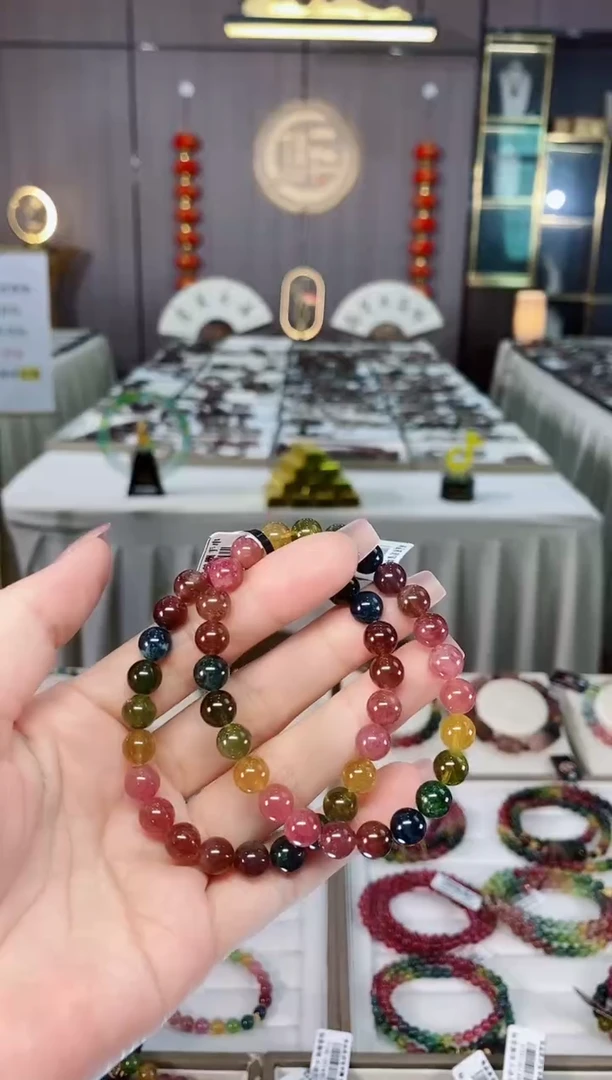 未镶嵌老矿碧玺彩虹单圈手串7mm+碧玺hon多样性发货一条